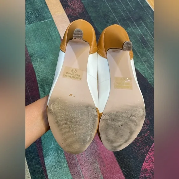 Chase + Chloe Tan and White T-Strap Heels - Picture 6 of 16